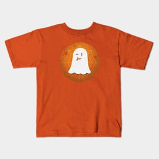 Cute Ghost - orange spiderweb Kids T-Shirt